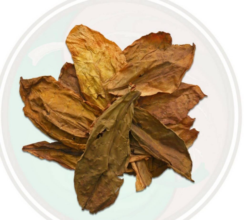 A pile of Izmir tobacco leaves